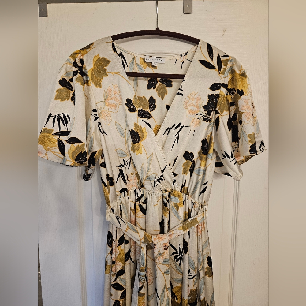 Baltic Born Cream and Black Flutter Sleeve Sundress